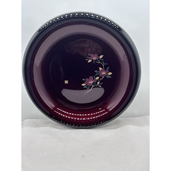 Japanese‎ Shunkei Laquer Floral Bowl Deep Red - Picture 3 of 6